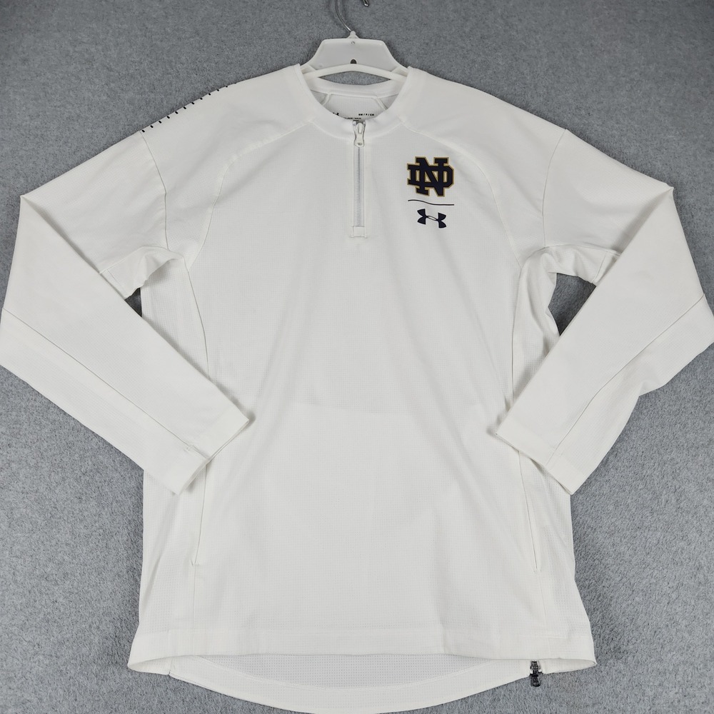 Notre Dame Fighting Irish 1/4 Zip Pullover Mens Small White NCAA Loose Fit